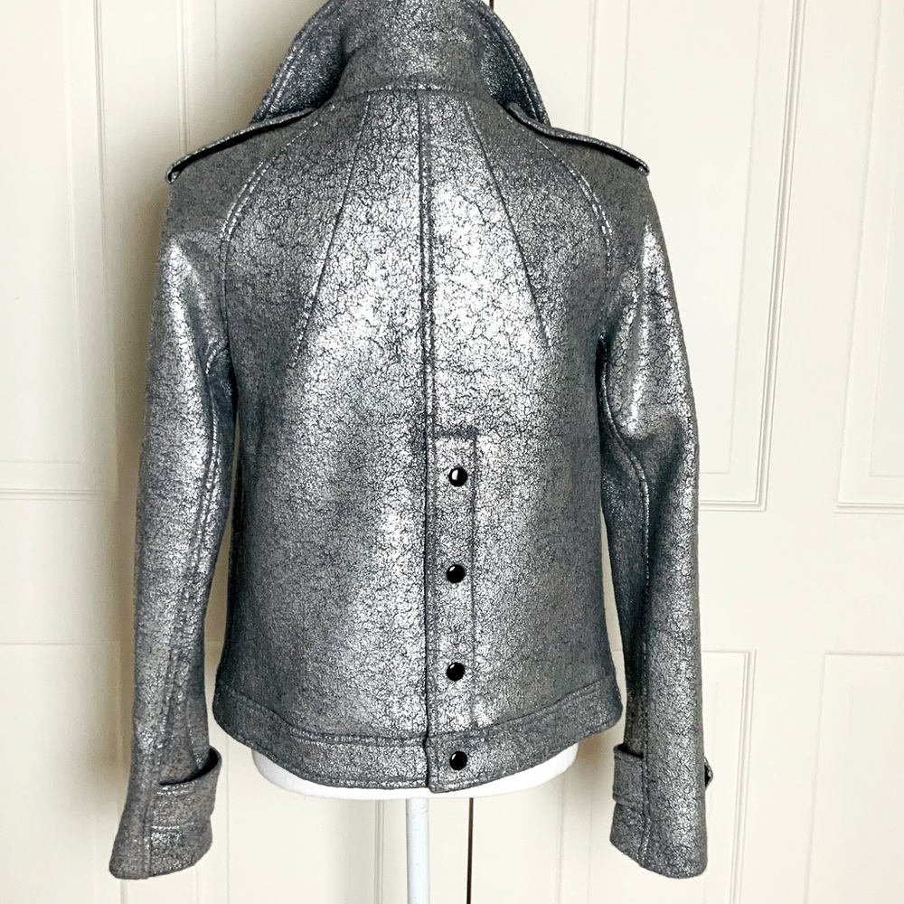 Gryphon silver metallic fabric short jacket M